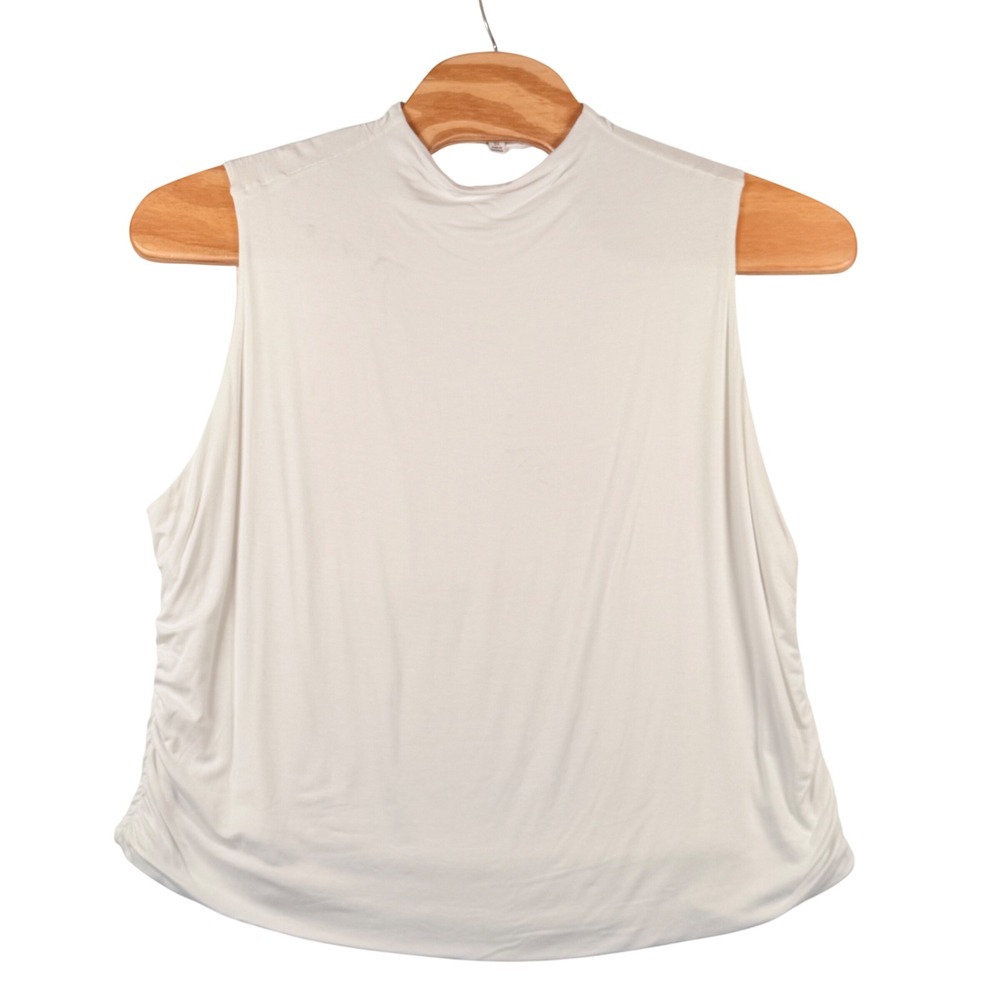 Ophelia Roe Womens 3X Mock Neck Sleeveless Top Ruched Side Minimalist NWT Basic